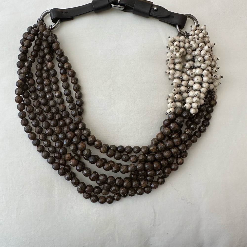 Brunello Cucinelli necklace , girocollo faceted  Tigers’s eye stones